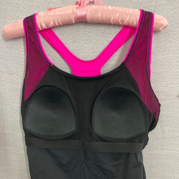 MY CHARMO Women Padded Bra Bathing Suit One Piece Sz SMALL Pink Black UPF 50+ - Picture 12 of 13